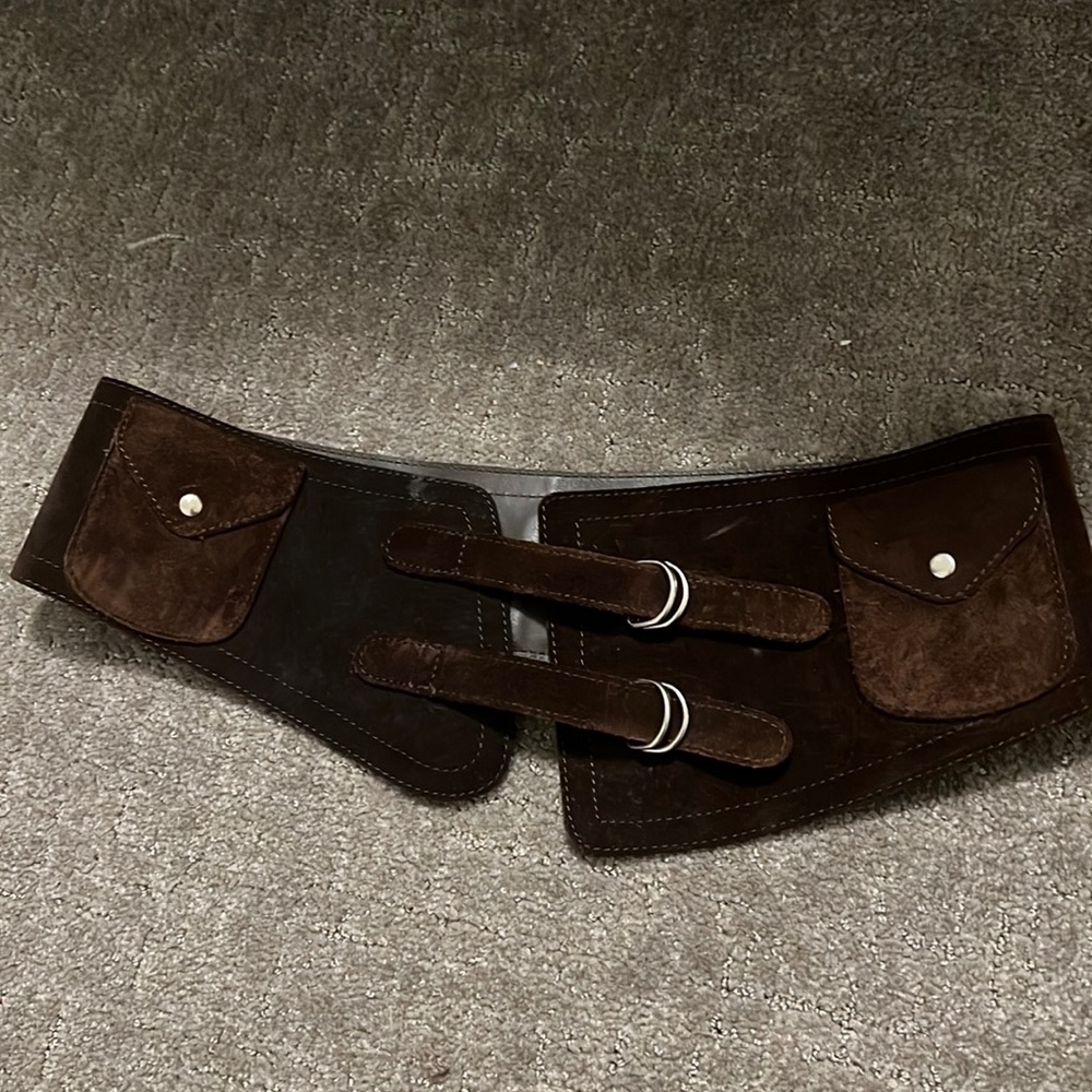 High waisted brown suede belt